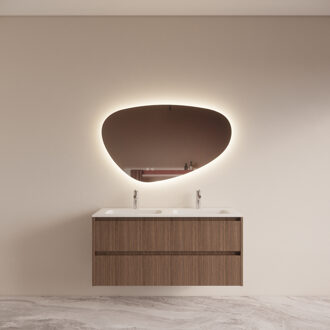 Boss & Wessing Badmeubelset BWS Riga Met Asia Wastafel Wit 120 cm Donker Eiken Japandi Bruin