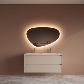 Boss & Wessing Badmeubelset BWS Riga Met Asia Wastafel Wit 120 cm Kasjmier Beige