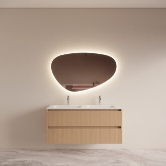 Boss & Wessing Badmeubelset BWS Riga Met Asia Wastafel Wit 120 cm Licht Eiken Japandi Bruin