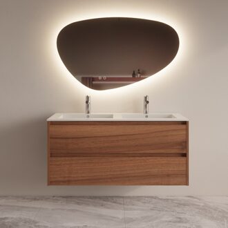 Boss & Wessing Badmeubelset BWS Riga Met Asia Wastafel Wit 120 cm Walnoot Boss & Wessing