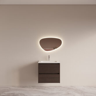 Boss & Wessing Badmeubelset BWS Riga met Asia Wastafel Wit 60 cm Bruin Eiken