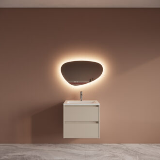 Boss & Wessing Badmeubelset BWS Riga Met Asia Wastafel Wit 60 cm Kasjmier Beige