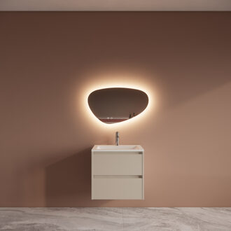 Boss & Wessing Badmeubelset BWS Riga Met Asia Wastafel Wit 60 cm Kasjmier Beige