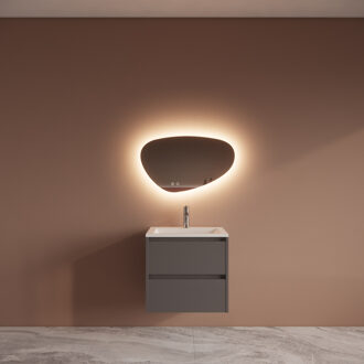 Boss & Wessing Badmeubelset BWS Riga Met Asia Wastafel Wit 60 cm Leigrijs Antraciet