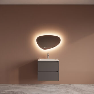 Boss & Wessing Badmeubelset BWS Riga Met Asia Wastafel Wit 60 cm Leigrijs Boss & Wessing