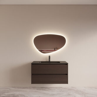 Boss & Wessing Badmeubelset BWS Riga met Asia Wastafel Zwart 100 cm Bruin Eiken