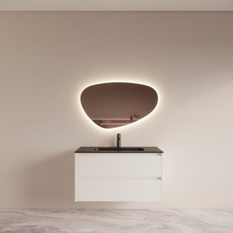 Boss & Wessing Badmeubelset BWS Riga met Asia Wastafel Zwart 100 cm Mat Wit