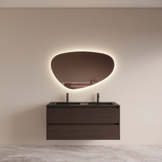 Boss & Wessing Badmeubelset BWS Riga met Asia Wastafel Zwart 120 cm Bruin Eiken