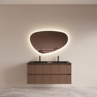 Boss & Wessing Badmeubelset BWS Riga met Asia Wastafel Zwart 120 cm Donker Eiken Japandi Bruin