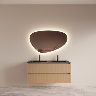 Boss & Wessing Badmeubelset BWS Riga met Asia Wastafel Zwart 120 cm Licht Eiken Japandi Bruin