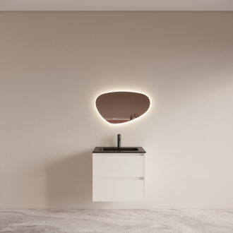 Boss & Wessing Badmeubelset BWS Riga met Asia Wastafel Zwart 60 cm Mat Wit