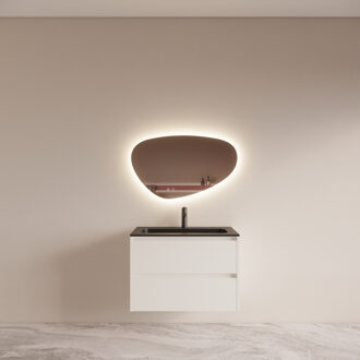 Boss & Wessing Badmeubelset BWS Riga met Asia Wastafel Zwart 80 cm Mat Wit