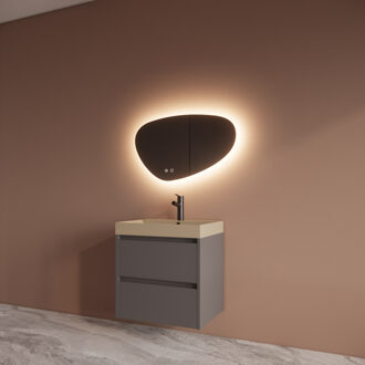 Boss & Wessing Badmeubelset BWS Riga Met Lako Wastafel Cappuccino 60 cm Leigrijs Boss & Wessing