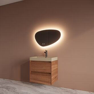 Boss & Wessing Badmeubelset BWS Riga Met Lako Wastafel Cappuccino 60 cm Walnoot Bruin