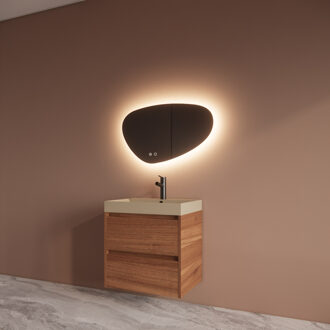 Boss & Wessing Badmeubelset BWS Riga Met Lako Wastafel Cappuccino 60 cm Walnoot Bruin