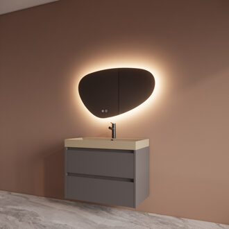 Boss & Wessing Badmeubelset BWS Riga Met Lako Wastafel Cappuccino 80 cm Leigrijs Antraciet