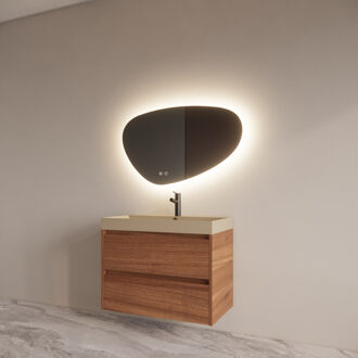 Boss & Wessing Badmeubelset BWS Riga Met Lako Wastafel Cappuccino 80 cm Walnoot Bruin