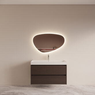 Boss & Wessing Badmeubelset BWS Riga met Lako Wastafel Wit 100 cm Bruin Eiken