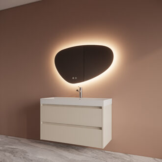 Boss & Wessing Badmeubelset BWS Riga Met Lako Wastafel Wit 100 cm Kasjmier Beige