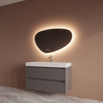 Boss & Wessing Badmeubelset BWS Riga Met Lako Wastafel Wit 100 cm Leigrijs Antraciet