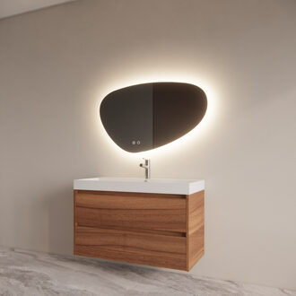 Boss & Wessing Badmeubelset BWS Riga Met Lako Wastafel Wit 100 cm Walnoot Antraciet