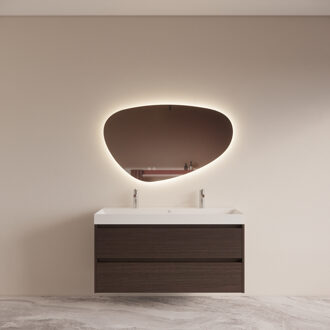 Boss & Wessing Badmeubelset BWS Riga met Lako Wastafel Wit 120 cm Bruin Eiken