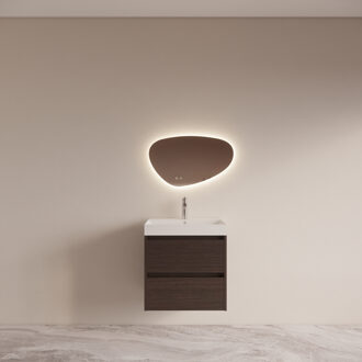 Boss & Wessing Badmeubelset BWS Riga met Lako Wastafel Wit 60 cm Bruin Eiken