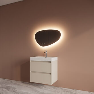 Boss & Wessing Badmeubelset BWS Riga Met Lako Wastafel Wit 60 cm Kasjmier Beige