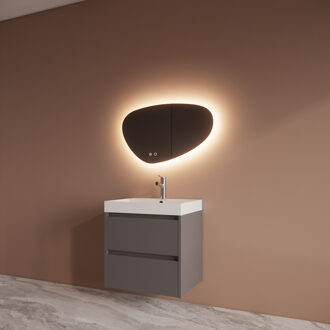 Boss & Wessing Badmeubelset BWS Riga Met Lako Wastafel Wit 60 cm Leigrijs Antraciet