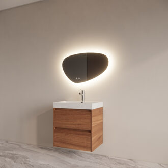 Boss & Wessing Badmeubelset BWS Riga Met Lako Wastafel Wit 60 cm Walnoot Antraciet