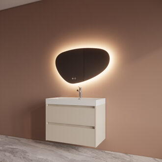 Boss & Wessing Badmeubelset BWS Riga Met Lako Wastafel Wit 80 cm Kasjmier Beige