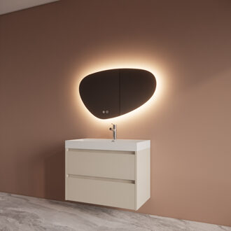 Boss & Wessing Badmeubelset BWS Riga Met Lako Wastafel Wit 80 cm Kasjmier Beige