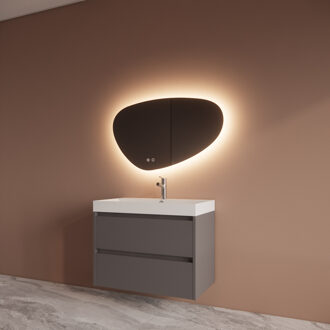 Boss & Wessing Badmeubelset BWS Riga Met Lako Wastafel Wit 80 cm Leigrijs Boss & Wessing