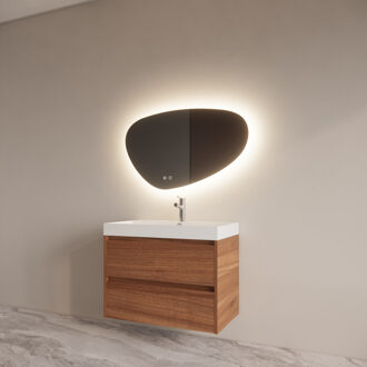 Boss & Wessing Badmeubelset BWS Riga Met Lako Wastafel Wit 80 cm Walnoot Antraciet