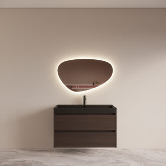 Boss & Wessing Badmeubelset BWS Riga met Lako Wastafel Zwart 100 cm Bruin Eiken