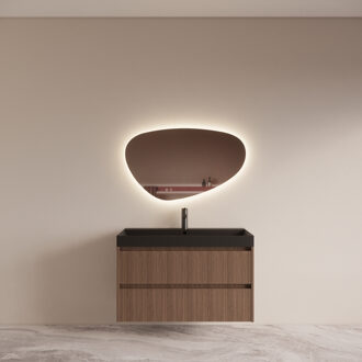 Boss & Wessing Badmeubelset BWS Riga met Lako Wastafel Zwart 100 cm Donker Eiken Japandi Bruin