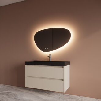 Boss & Wessing Badmeubelset BWS Riga Met Lako Wastafel Zwart 100 cm Kasjmier Beige