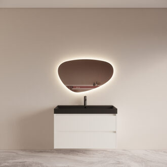 Boss & Wessing Badmeubelset BWS Riga met Lako Wastafel Zwart 100 Mat Wit