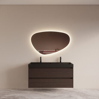 Boss & Wessing Badmeubelset BWS Riga met Lako Wastafel Zwart 120 cm Bruin Eiken