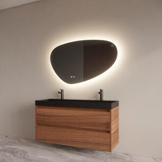 Boss & Wessing Badmeubelset BWS Riga Met Lako Wastafel Zwart 120 cm Walnoot Antraciet