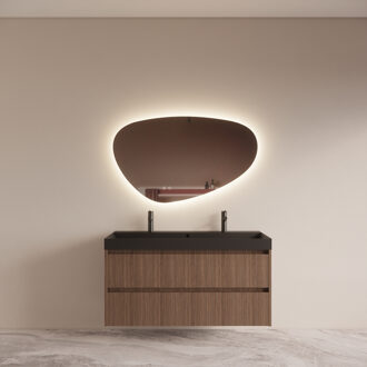 Boss & Wessing Badmeubelset BWS Riga met Lako Wastafel Zwart 140 cm Donker Eiken Japandi Bruin