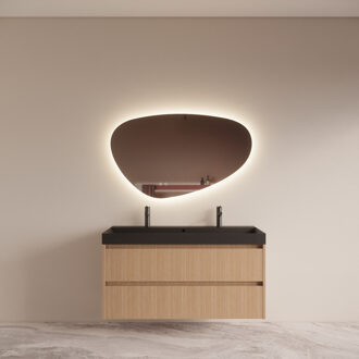 Boss & Wessing Badmeubelset BWS Riga met Lako Wastafel Zwart 140 cm Licht Eiken Japandi Bruin