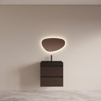 Boss & Wessing Badmeubelset BWS Riga met Lako Wastafel Zwart 60 cm Bruin Eiken