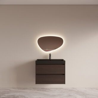 Boss & Wessing Badmeubelset BWS Riga met Lako Wastafel Zwart 80 cm Bruin Eiken