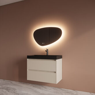 Boss & Wessing Badmeubelset BWS Riga Met Lako Wastafel Zwart 80 cm Kasjmier Beige