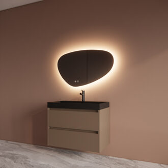 Boss & Wessing Badmeubelset BWS Riga Met Lako Wastafel Zwart 80 cm Latte