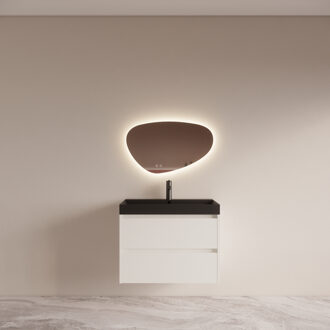 Boss & Wessing Badmeubelset BWS Riga met Lako Wastafel Zwart 80 Mat Wit