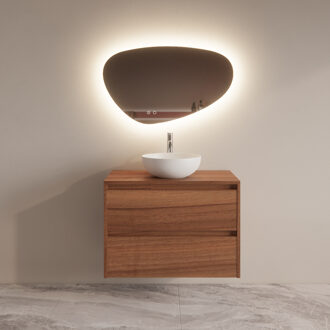 Boss & Wessing Badmeubelset BWS Riga Met Topplaat 80 cm Walnoot Bruin