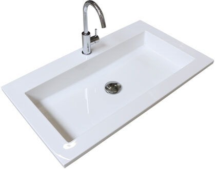 Boss & Wessing Badmeubelset BWS Salt 100x39cm Greeploos 2 Lades Met Wastafel Acryl Ice White Wit