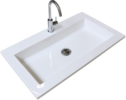 Boss & Wessing Badmeubelset BWS Salt 100x46cm Met Grepen 2 Lades Met Wastafel Acryl Whisky Oak Bruin